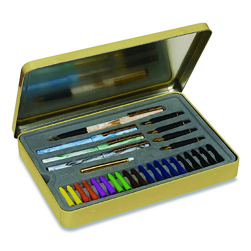 Staedtler Master the Art of Calligraphy Fountain Pen Set, 33 Pieces, (5) Nib Sizes, (7) Ink Colors, (4) Barrel Colors (899SM5NA)