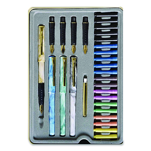 Staedtler Master the Art of Calligraphy Fountain Pen Set, 33 Pieces, (5) Nib Sizes, (7) Ink Colors, (4) Barrel Colors (899SM5NA)