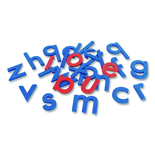 Junior Learning Inc Rainbow Giant Alphabet, Lowercase Letters, +/- 3" Tall, Blue Consonants, Red Vowels, 26 Pieces (606)