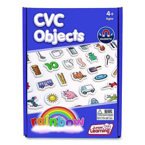 Junior Learning Inc Rainbow CVC Objects, +/- 1.6" Tall, Assorted Objects and Object Colors, White Background, 40 Pieces (641)