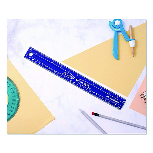 Bostitch Lockermate Flexi Ruler, Standard/Metric, 12" Long, Blue (01137BLUE)