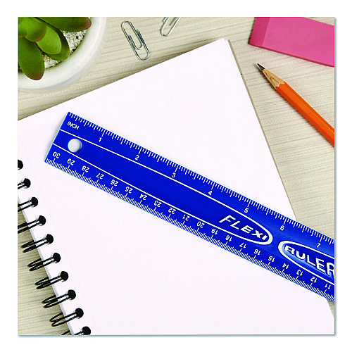 Bostitch Lockermate Flexi Ruler, Standard/Metric, 12" Long, Blue (01137BLUE)
