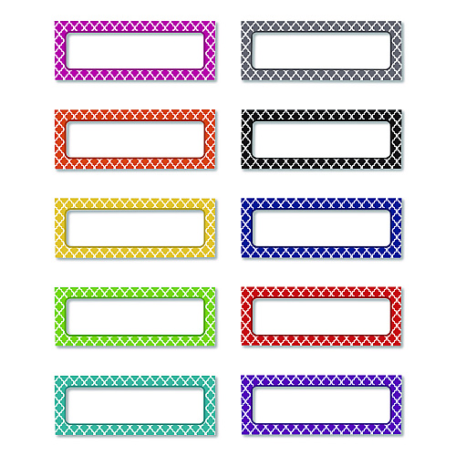 Teacher Created Resources Moroccan Magnetic Labels, 10 Assorted Colors, 2.5" x 1", 30/Pack (20684)