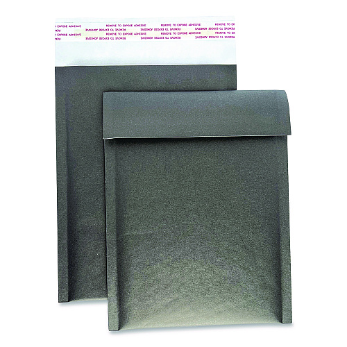 Happy Mail Self-Sealing Bubble Mailer, 6 x 9, Black, 12/Pack (245153)