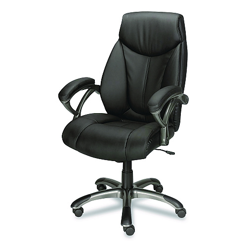 Workplace2.0 Ramsey Bonded Leather Manager Chair, Supports Up to 275 lb, 18.6" to 22.5" Seat Height, Black Seat/Back, Black Base (ST62216)