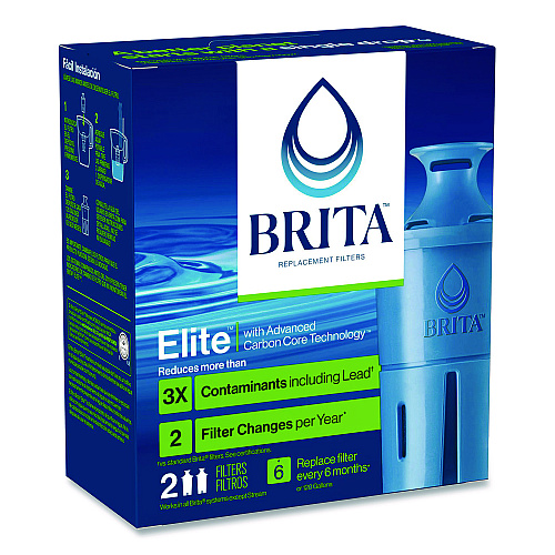 Brita Elite Replacement Water Filters for Pitcher and Dispensers, 2 Filters/Box, 12 Boxes/Carton (36247CT)