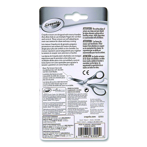 Crayola Blunt Tip Kid's Scissors, 5" Cut Length, Straight Blue Handle (693009)