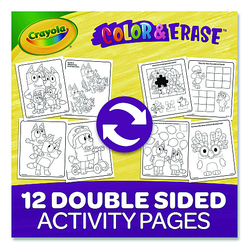 Crayola Bluey Color and Erase Reusable Activity Pad, Includes Three Markers, Ages 3 and Up, 16 Pages (811531)