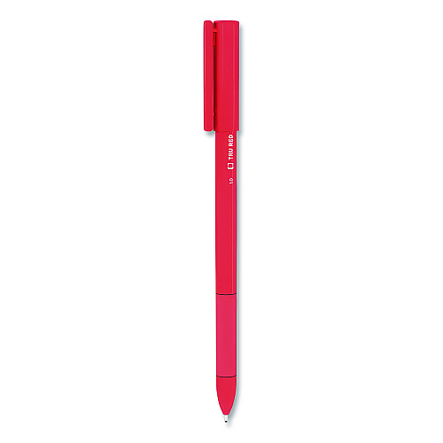 TRU RED Gripped Ballpoint Pen, Stick, Medium 1 mm, Red Ink, Red Barrel, Dozen (24328151)