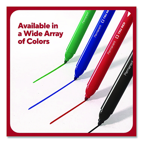 TRU RED Permanent Marker, Pen-Style, Fine Bullet Tip, Assorted Colors, 5/Pack (24376606)