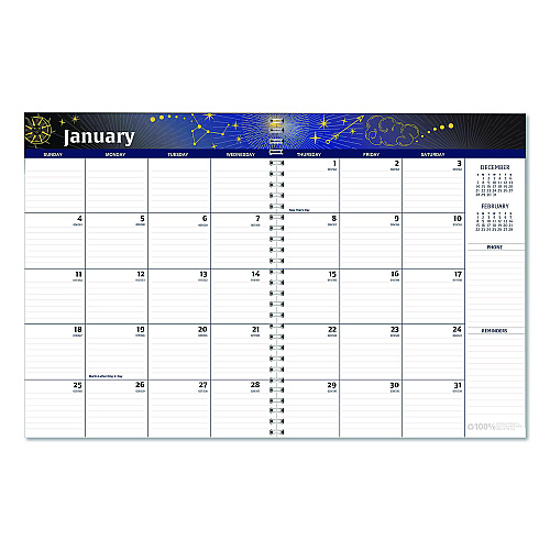 House of Doolittle Recycled Stargazer Monthly Planner, Stargazer Artwork, 11 x 7, Black Cover, 13-Month (Dec to Dec): 2026 (21602)