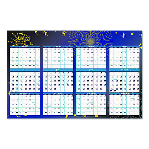 House of Doolittle Recycled Stargazer Laminated Wall Planner, Celestial Artwork, 24 x 37, White/Blue/Gold Sheets, 12-Month (Jan to Dec): 2026 (3971)