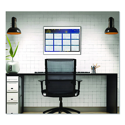 House of Doolittle Recycled Stargazer Laminated Wall Planner, Celestial Artwork, 24 x 37, White/Blue/Gold Sheets, 12-Month (Jan to Dec): 2026 (3971)