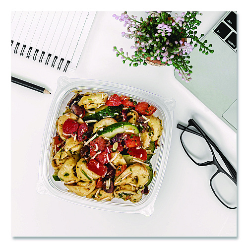Dart Square Plastic Bowls, 12 oz, 8.5 x 8.5 x 2.64, Clear, Plastic, 63 Bowls/Sleeve, 8 Sleeves/Carton (C12SB)