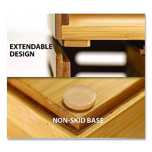 Officemate Bamboo Rotary Organizer, 9 Compartments, 8.85 x 8.82 x 7.4, Brown, Bamboo (71007)