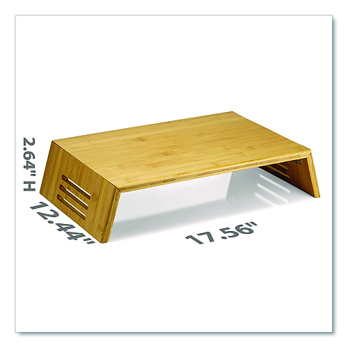 Officemate Bamboo Desktop Monitor Stand, For 16" Monitors, 17.56 x 12.44 x 2.64, Brown, Supports 20 lbs (71008)