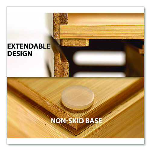 Officemate Bamboo Desktop Monitor Stand, For 16" Monitors, 17.56 x 12.44 x 2.64, Brown, Supports 20 lbs (71008)