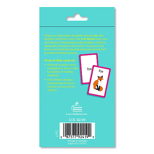 Carson-Dellosa First Words Flash Cards, 3.25 x 5.25, Assorted Colors, 54 Cards (0769647197)