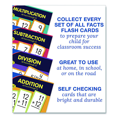 Carson-Dellosa Addition 0 to 12 Flash Cards, 3.25  x 5.25, Assorted Colors, 54 Cards (0769677118)