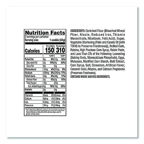 Grandma's Cookies - Single Serve, Oatmeal Raisin, 2.5 oz Packet, 60/Carton (FRI45093)