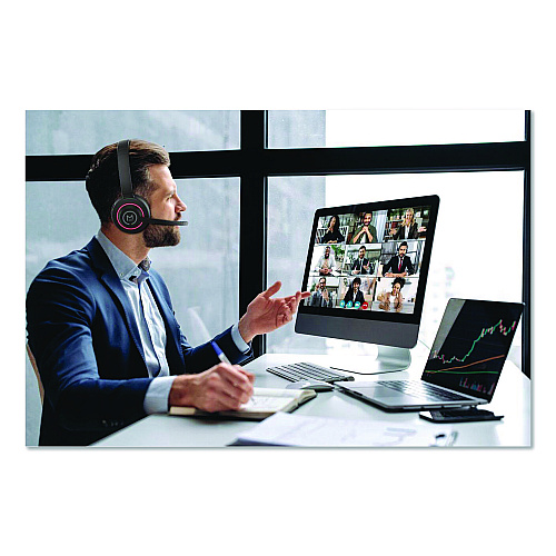 Morpheus 360 Sanctuary Wireless Noise Canceling UC Headset with Boom Mic HS6750ANC, Binaural, Over the Head Headset