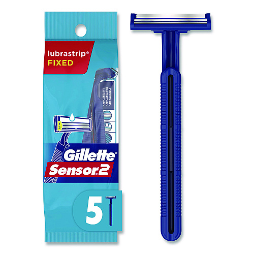 Gillette Sensor2 Disposable Razor, 2 Blades, 5/Pack, 36 Packs/Carton (65853)