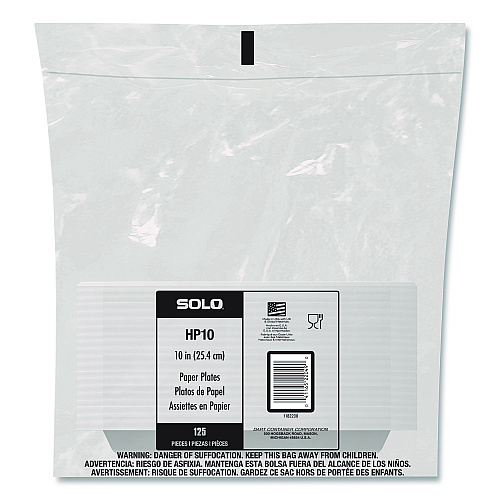 SOLO Compostable Paper Dinnerware, ProPlanet Seal, Plate, 10" dia, White, 500/Carton (HP10W)