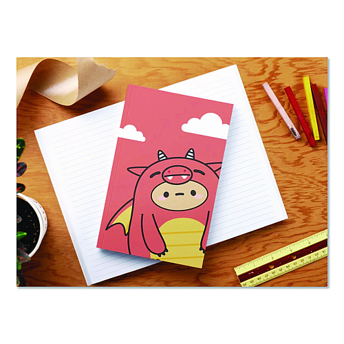 Denik Smoko Tayto Dragon Layflat Notebook, 1-Subject, Medium/College Rule, Orange/Yellow/White Cover, (72) 8 x 5 Sheets (LFC1902L)