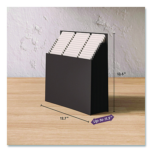 Smead Stadium File, 10.5" Expansion, 12 Sections, 1/3-Cut Tabs, Letter Size, Charcoal (70227)