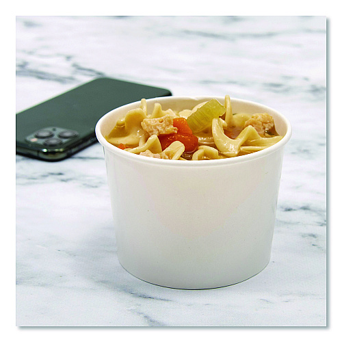 SOLO Double Poly Paper Food Containers, 10 oz, 3.8 dia x 2.7" h, White, Paper,1,000/Carton (VN61002050)