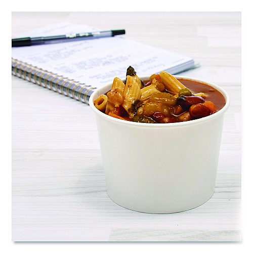 SOLO Double Poly Paper Food Containers, 10 oz, 3.8 dia x 2.7" h, White, Paper,1,000/Carton (VN61002050)