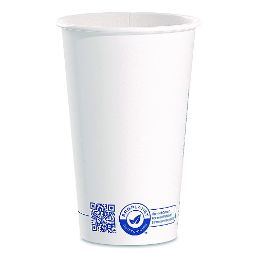 SOLO Recycled Content PCF Paper Hot Cups, ProPlanet Seal, 16 oz, White/Blue, 1,000/Carton (316RCPLANET)