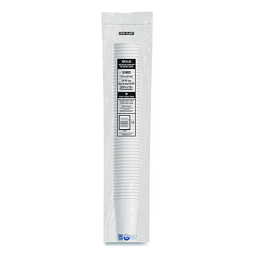 SOLO Recycled Content PCF Paper Hot Cups, ProPlanet Seal, 16 oz, White/Blue, 1,000/Carton (316RCPLANET)
