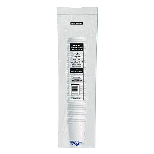 SOLO Recycled Content PCF Paper Hot Cups, ProPlanet Seal, 10 oz, White/Blue, 1,000/Carton (370RCPLANET)