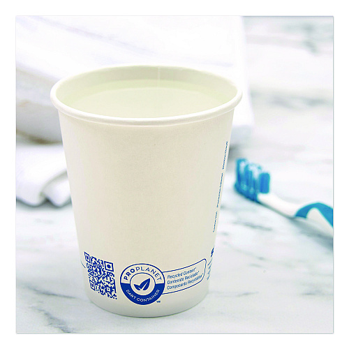 SOLO Recycled Content PCF Paper Hot Cups, ProPlanet Seal, 10 oz, White/Blue, 1,000/Carton (370RCPLANET)