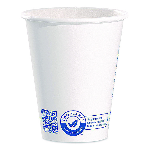 SOLO Recycled Content PCF Paper Hot Cups, ProPlanet Seal, 8 oz, White/Blue, 1,000/Carton (378RCPLANET)