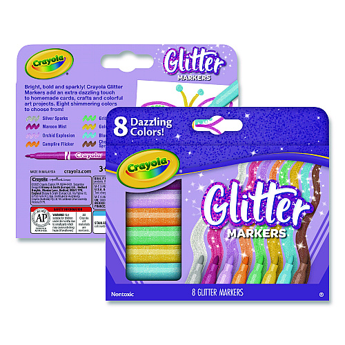 Crayola Glitter Markers, Medium Bullet Tip, Assorted Colors, 8/Set (588643)