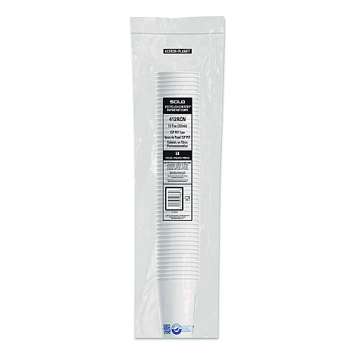 SOLO Recycled Content PCF Paper Hot Cups, ProPlanet Seal, 12 oz, White/Blue, 1,000/Carton (412RCNPLANET)