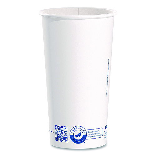 SOLO Recycled Content PCF Paper Hot Cups, ProPlanet Seal, 20 oz, White/Blue, 600/Carton (420RCPLANET)