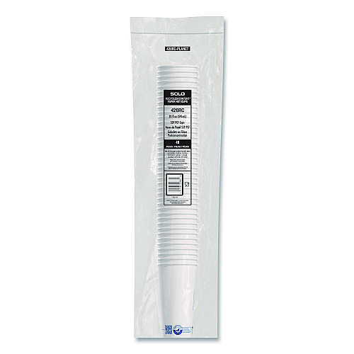 SOLO Recycled Content PCF Paper Hot Cups, ProPlanet Seal, 20 oz, White/Blue, 600/Carton (420RCPLANET)