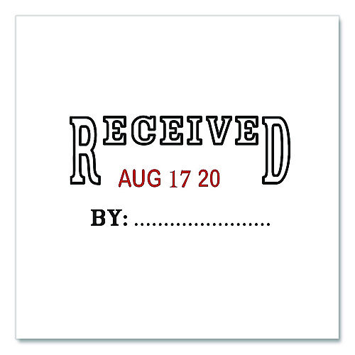 Offistamp Self-Inking Message Stamp with Blank "By" Line, 12 Years, RECEIVED, 1.63" x 0.88", Black/Red Ink (034507)