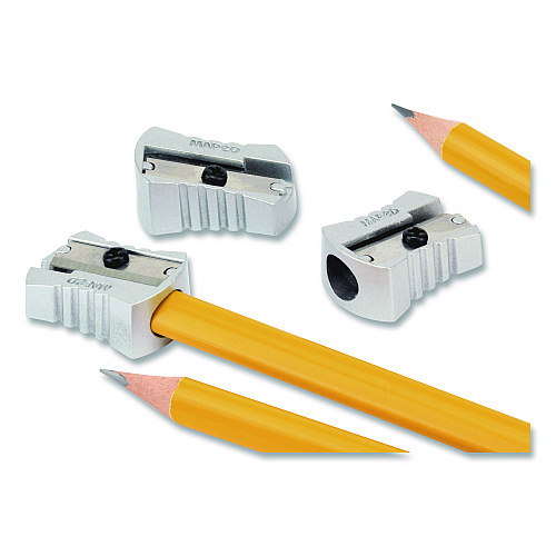 Maped Helix Classic 1-Hole Metal Pencil Sharpener, 2.26 x 0.49 x 4.33, Silver (006600)