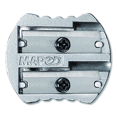 Maped Helix Classic 2-Hole Metal Pencil Sharpener, 2.56 x 0.67 x 4.92, Silver (006700)