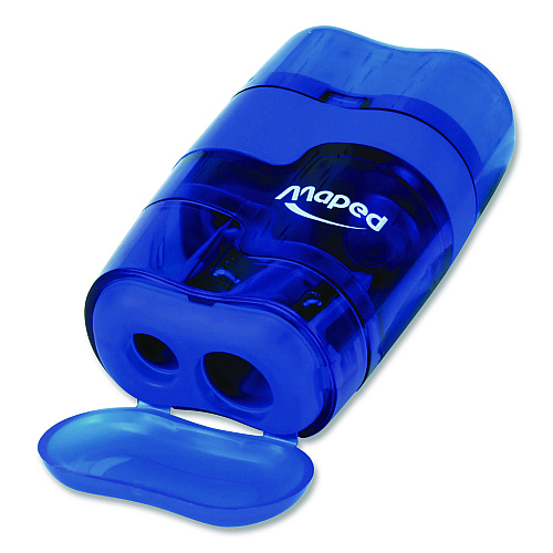 Maped Helix DUO 2-Hole Canister Pencil Sharpener/Eraser Combo, 3.74 x 1.08 x 4.92, Randomly Assorted Colors (049249)