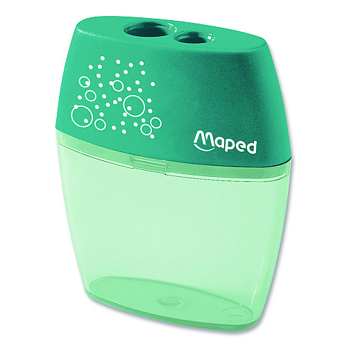 Maped Helix Shaker Two-Hole Canister Pencil Sharpener, 3.74 x 1.02 x 4.92, Randomly Assorted Color (634755)