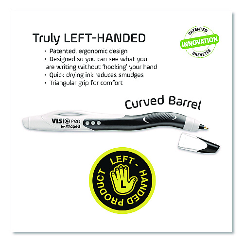 Maped Helix Visio Left-Handed Ballpoint Pen, Stick, Medium 1 mm, Assorted Ink and Barrel Colors, 3/Pack (224324)