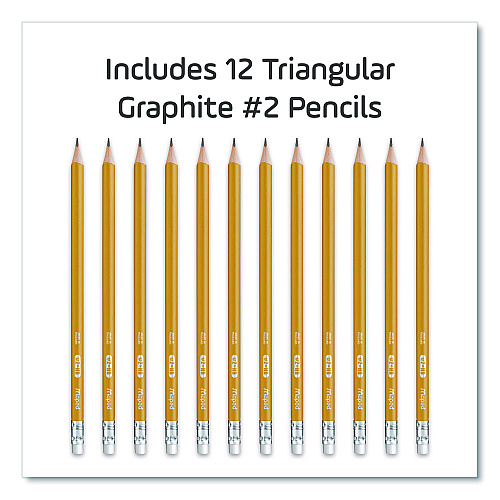 Maped Helix Essentials Triangular Pre-Sharpened Pencils, HB (#2), Black Lead, Yellow Barrel, 12/Box (851779ZT)