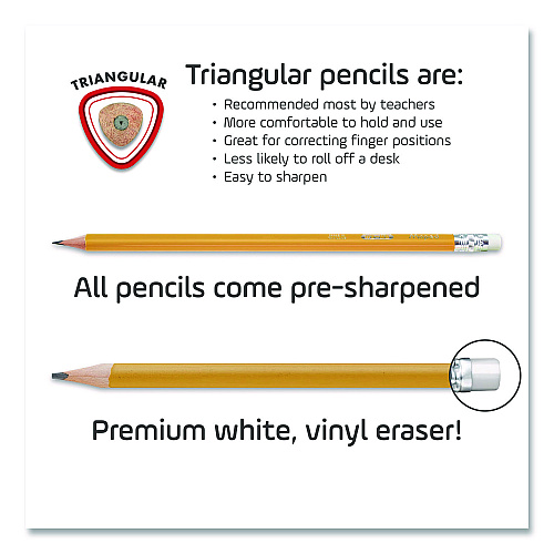 Maped Helix Essentials Triangular Pre-Sharpened Pencils, HB (#2), Black Lead, Yellow Barrel, 144/Box (851770ZT)