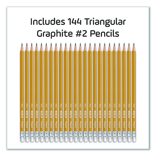 Maped Helix Essentials Triangular Pre-Sharpened Pencils, HB (#2), Black Lead, Yellow Barrel, 144/Box (851770ZT)