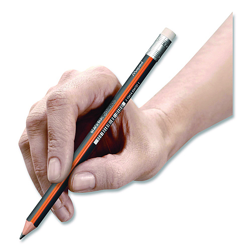 Maped Helix Black'Peps Jumbo Triangular Pencils, HB (#2), Black Lead, Orange/Black Barrel, Dozen (854721ZT)